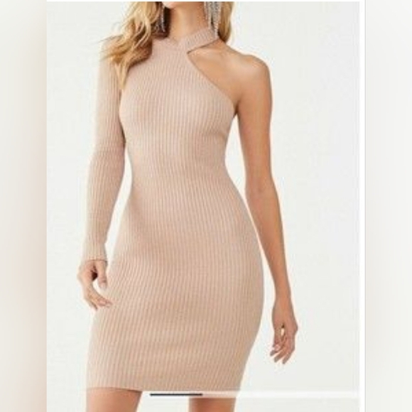 Privy One Shoulder Brown Tan Bodycon Women’s Dress Size Small - Picture 2 of 9